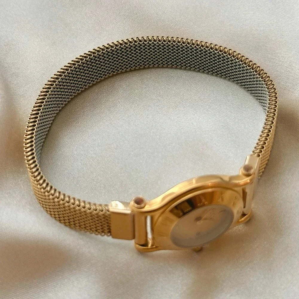 Gucci Gold Mesh Bracelet Watch with Roman Dial